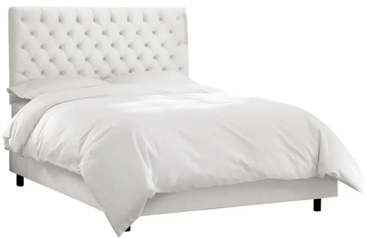 Queensbury Bed in Velvet White by Skyline