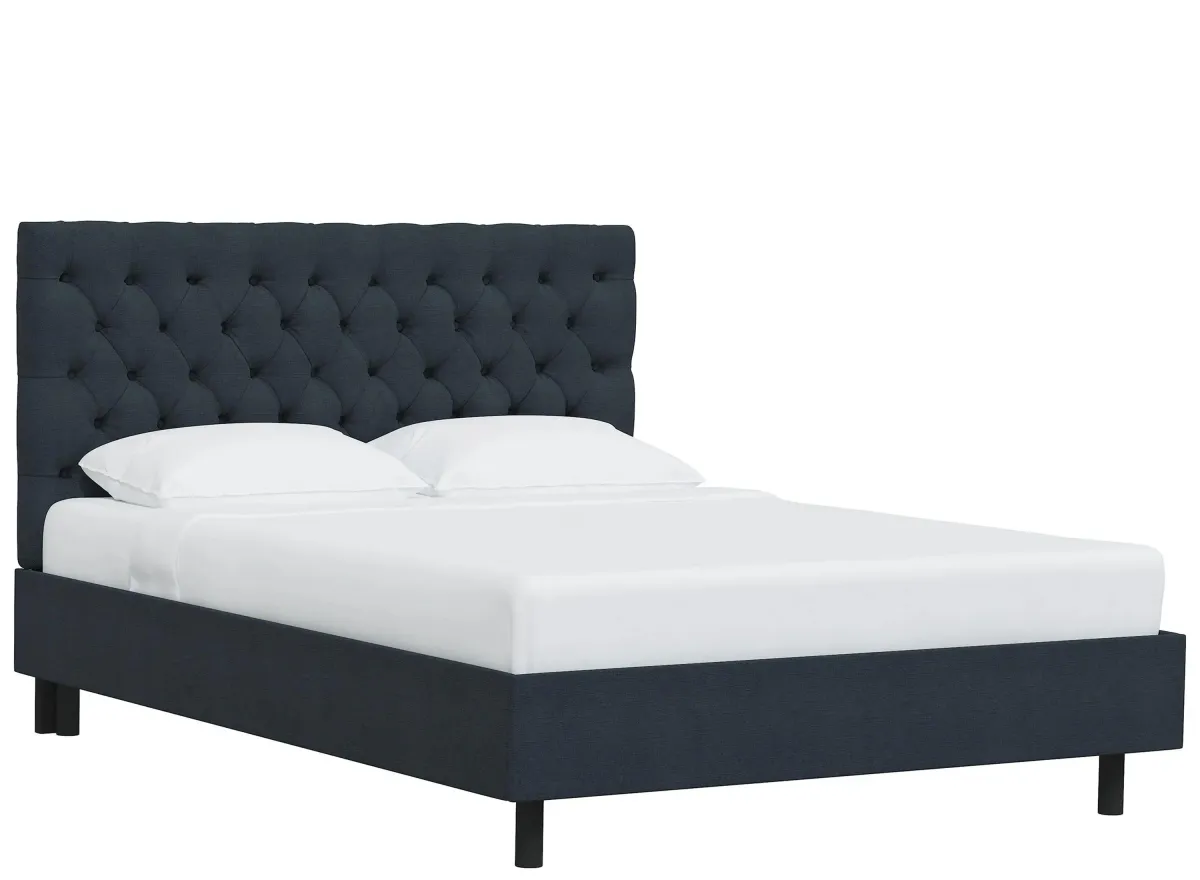 Queensbury Platform Bed in Linen Navy by Skyline