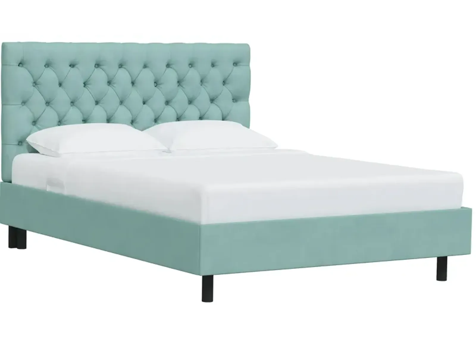 Queensbury Platform Bed in Velvet Caribbean by Skyline