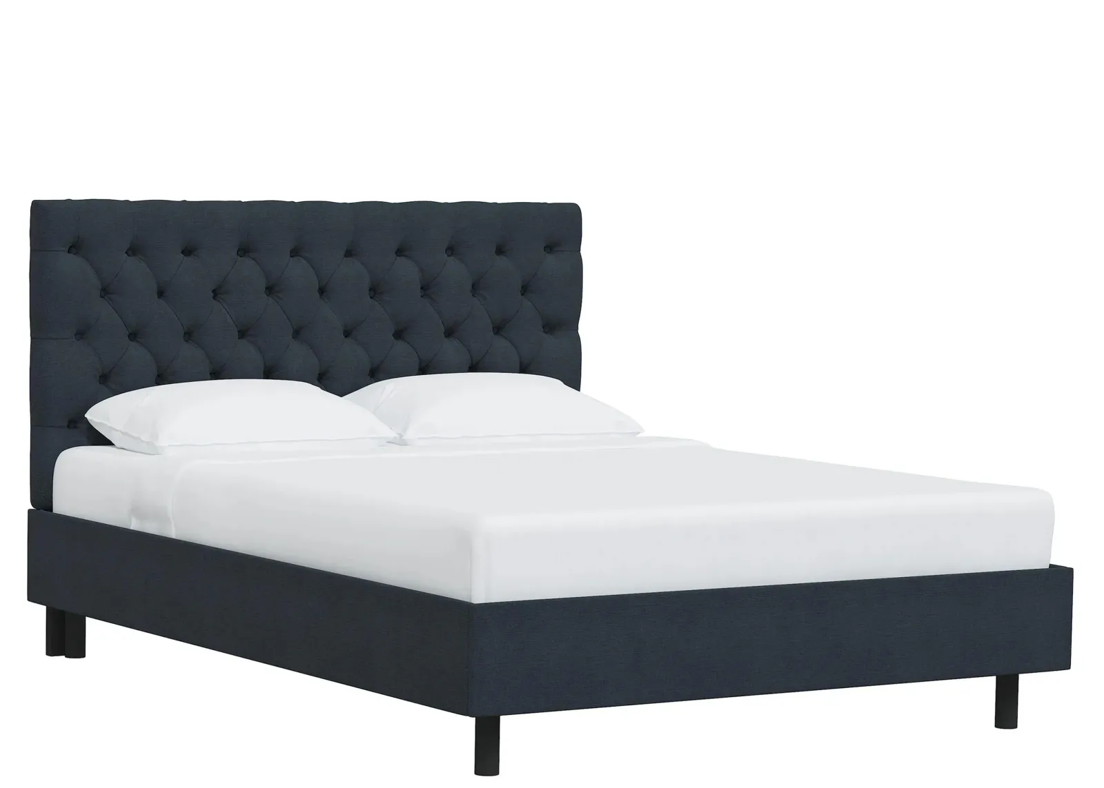 Queensbury Platform Bed in Linen Navy by Skyline