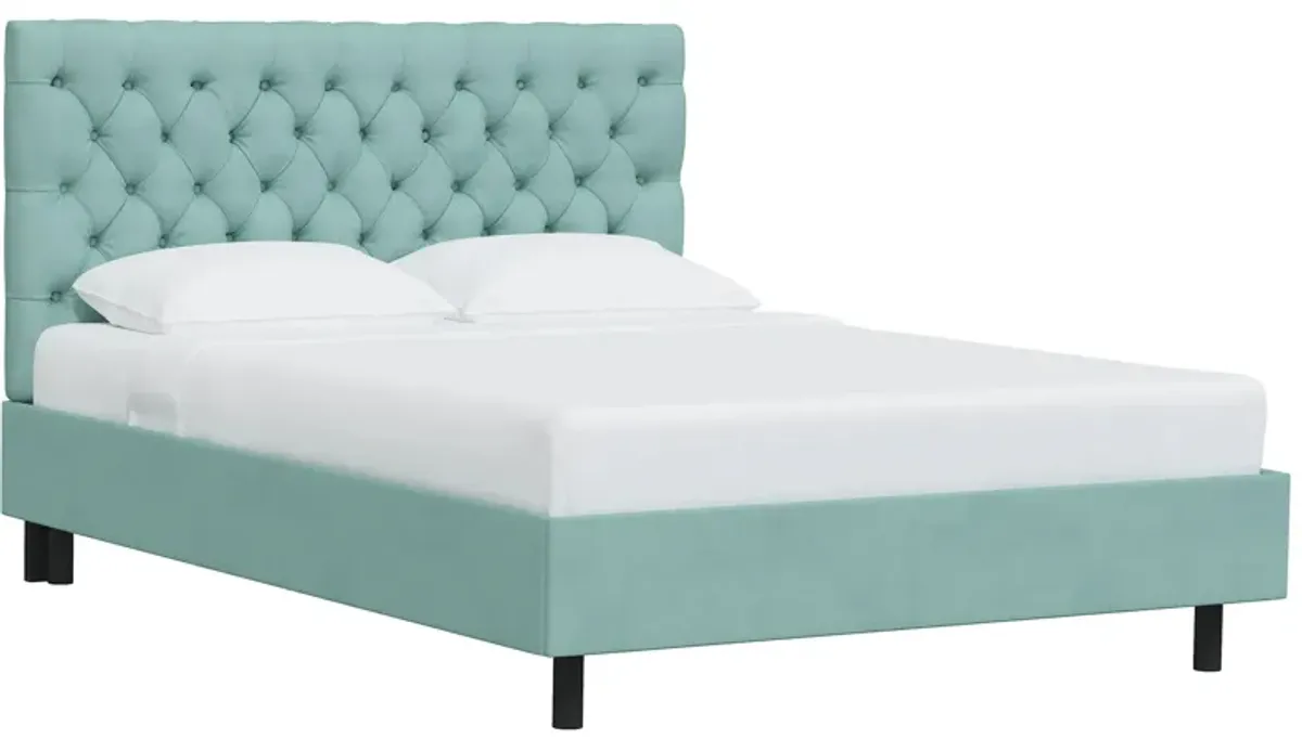 Queensbury Platform Bed in Velvet Caribbean by Skyline