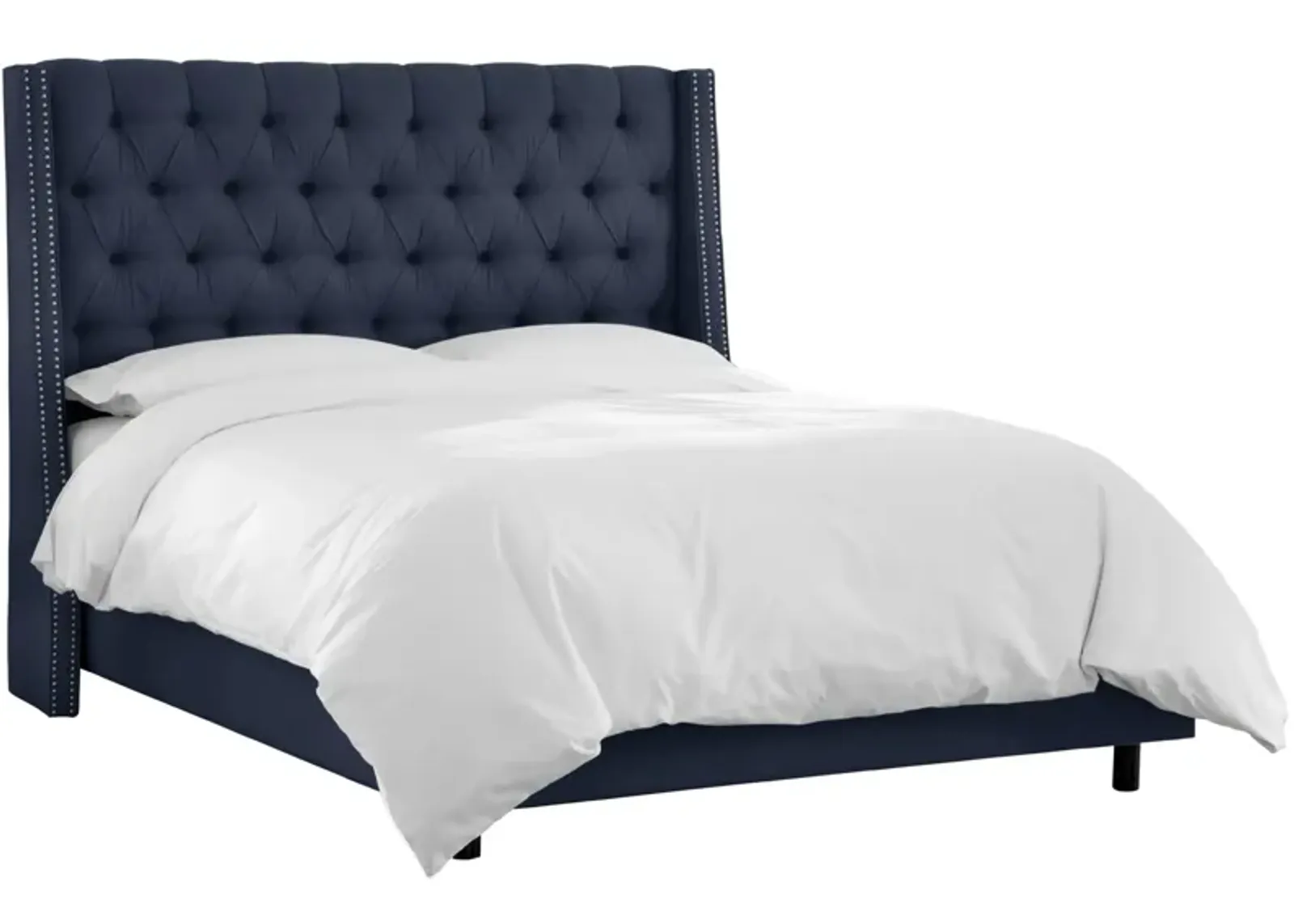 Sheridan Wingback Bed in Linen Navy by Skyline