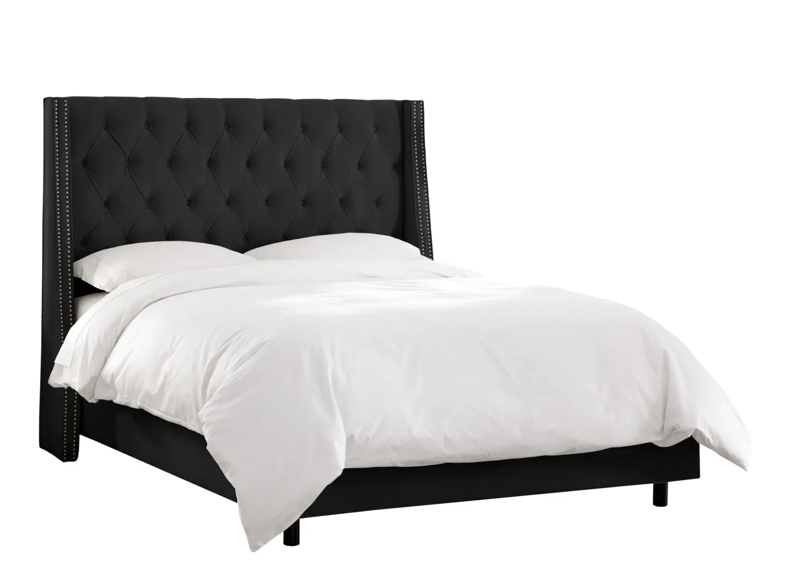 Sheridan Wingback Bed in Velvet Black by Skyline