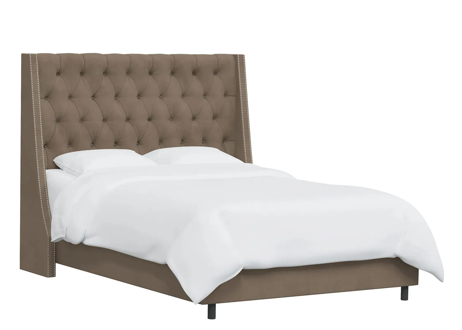 Sheridan Wingback Bed in Velvet Cocoa by Skyline