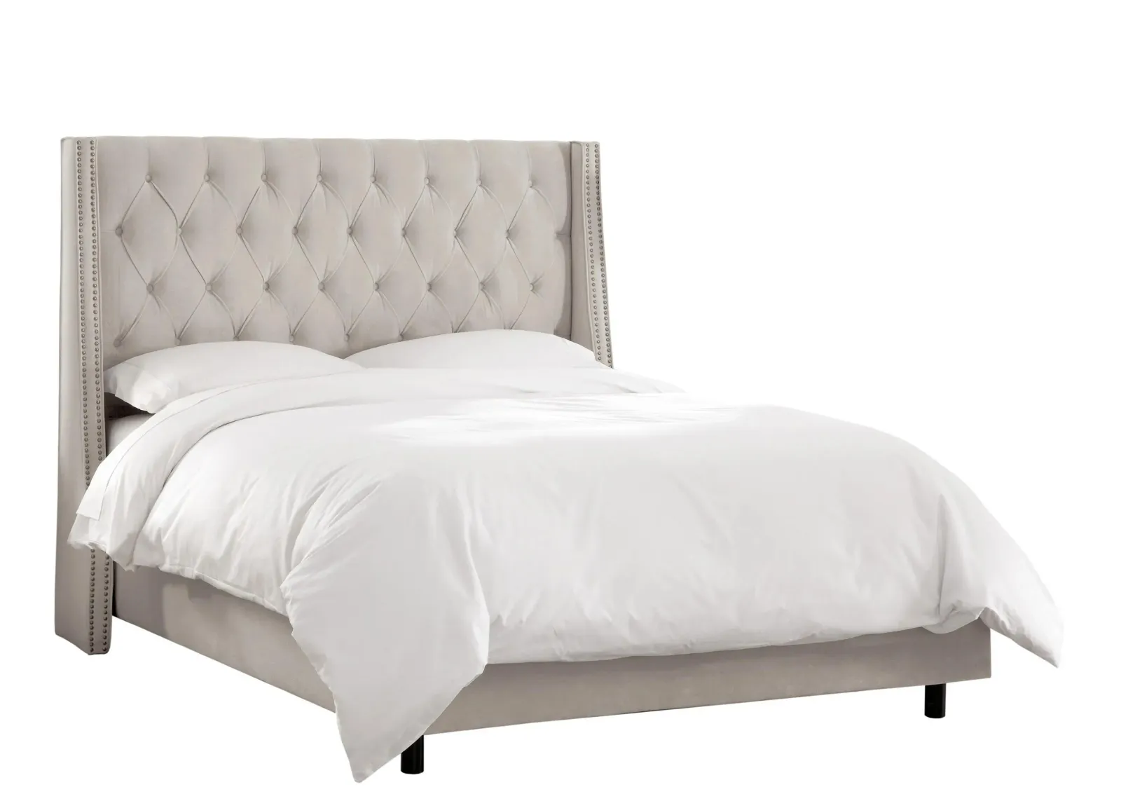 Sheridan Wingback Bed in Velvet Light Gray by Skyline