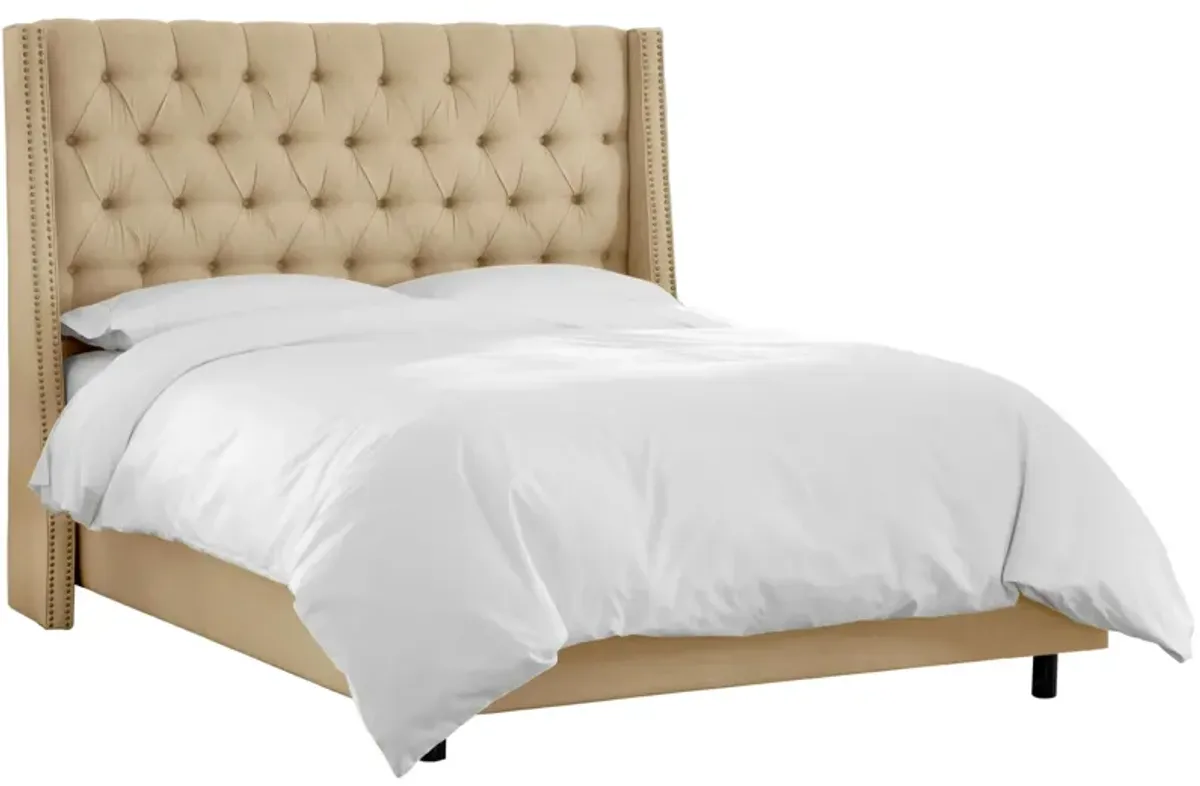 Sheridan Wingback Bed in Linen Sandstone by Skyline