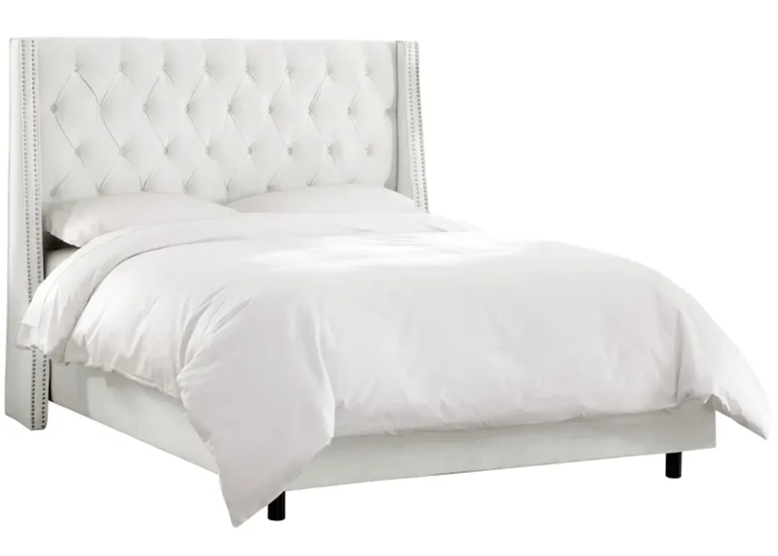 Sheridan Wingback Bed in Velvet White by Skyline