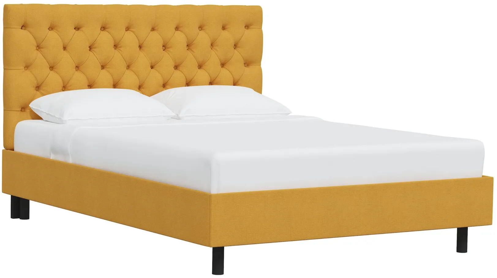 Queensbury Platform Bed in Linen French Yellow by Skyline