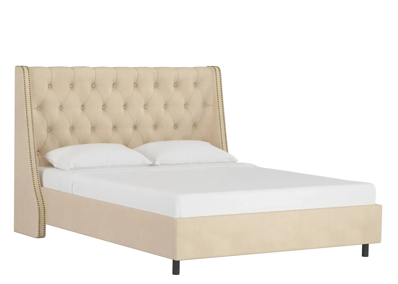 Sheridan Wingback Platform Bed in Velvet Buckwheat by Skyline