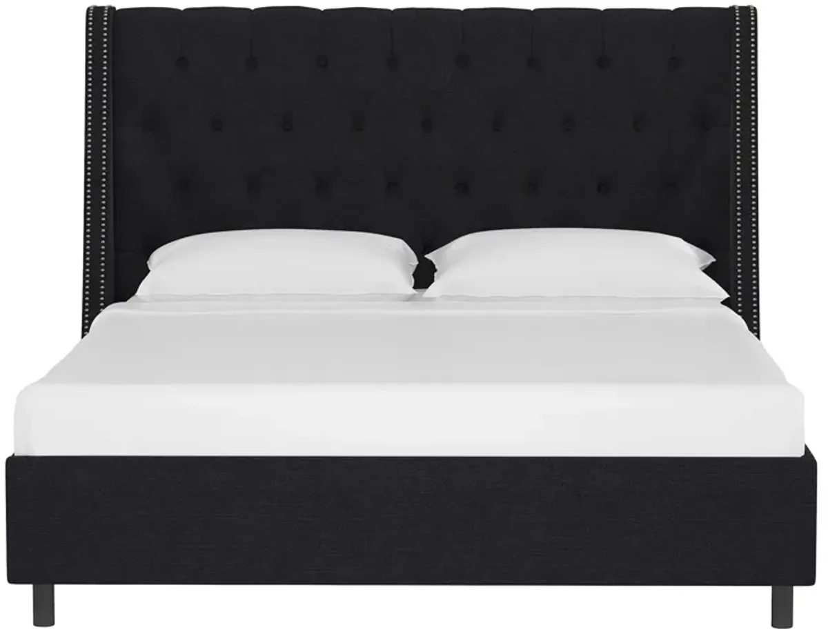 Sheridan Wingback Platform Bed in Linen Black by Skyline