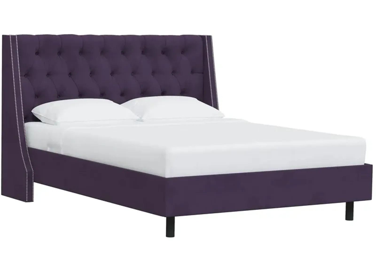 Sheridan Wingback Platform Bed in Velvet Aubergine by Skyline