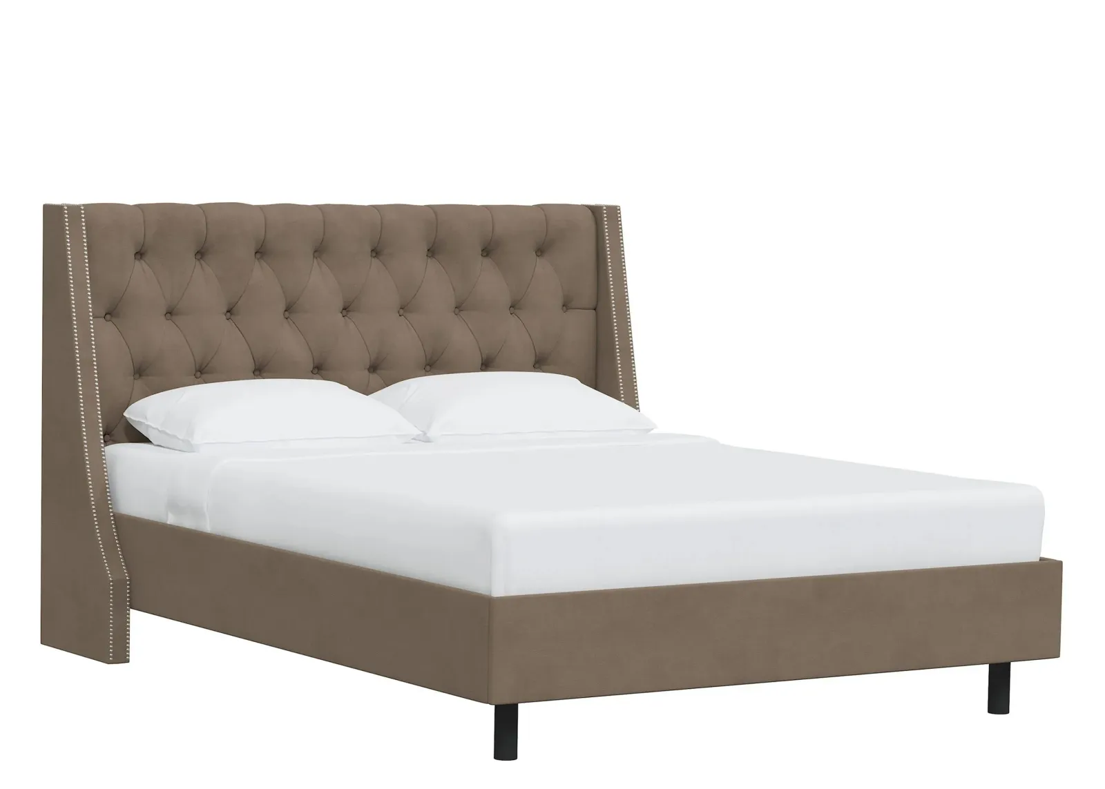 Sheridan Wingback Platform Bed in Velvet Cocoa by Skyline