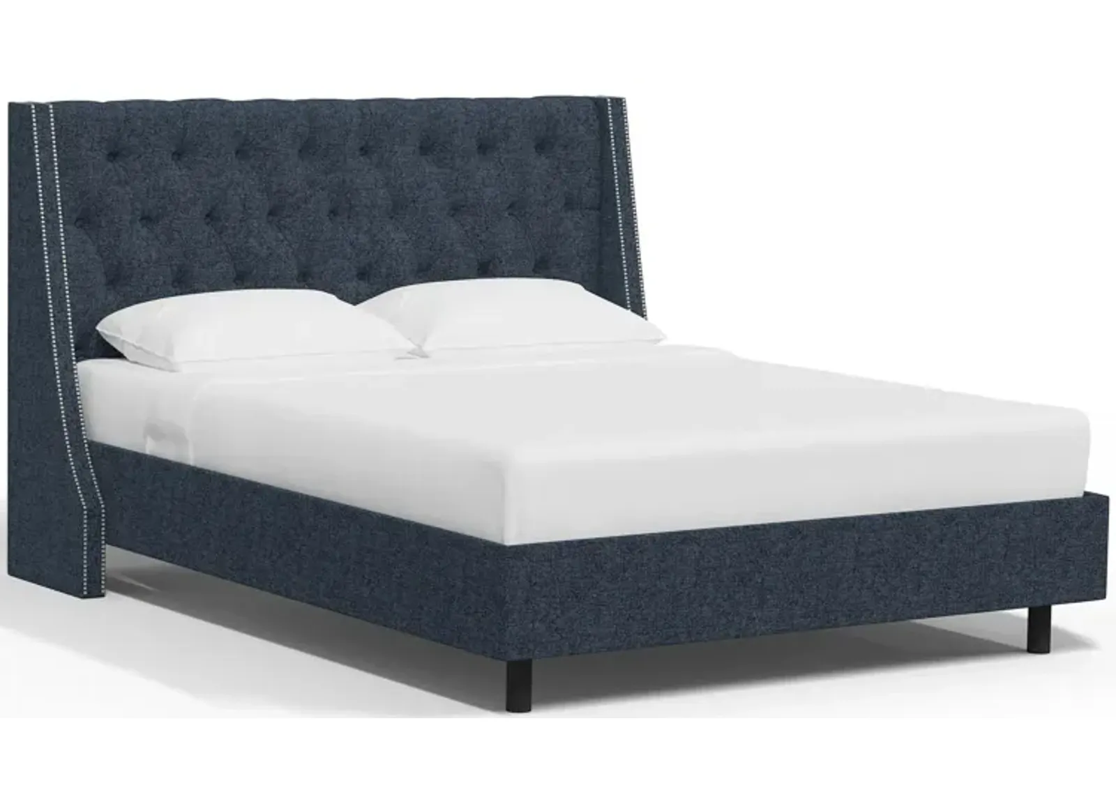 Sheridan Wingback Platform Bed in Zuma Navy by Skyline