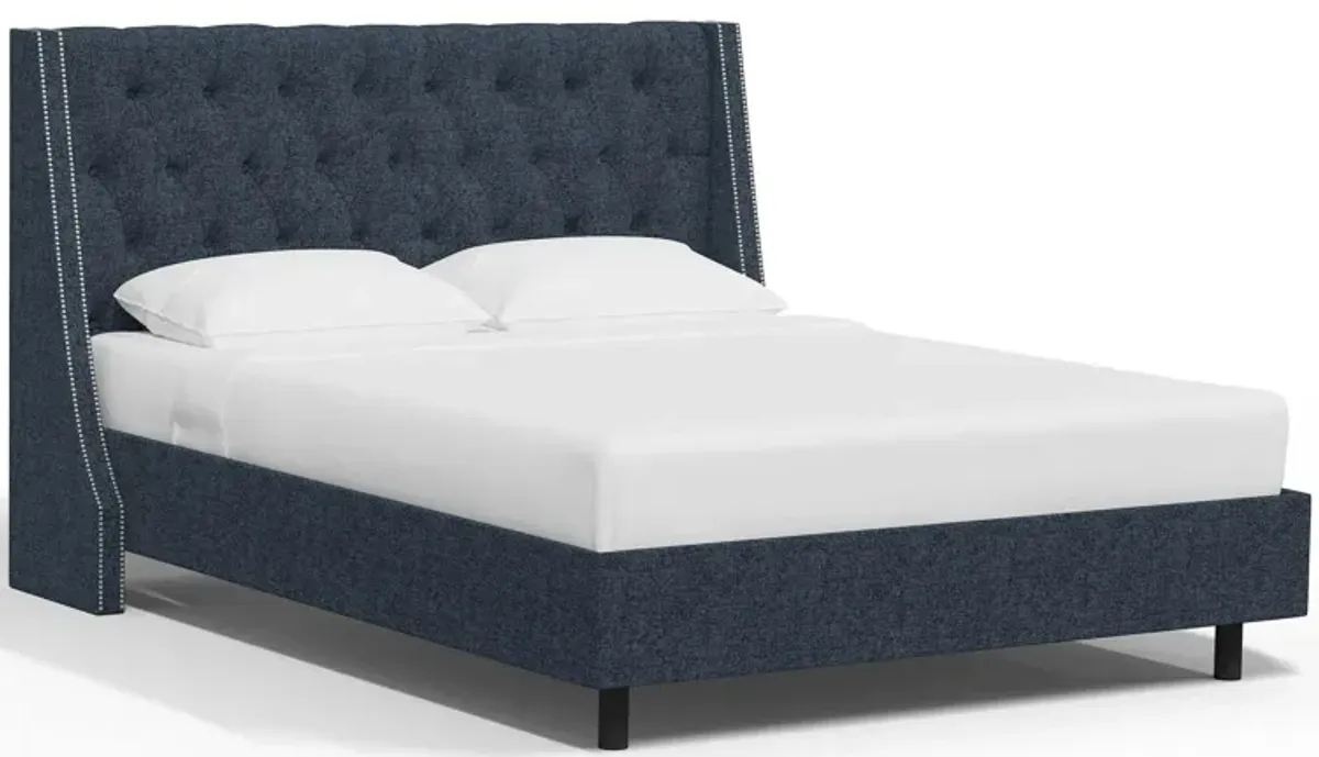 Sheridan Wingback Platform Bed in Zuma Navy by Skyline