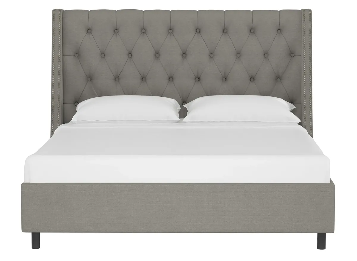 Sheridan Wingback Platform Bed in Linen Gray by Skyline