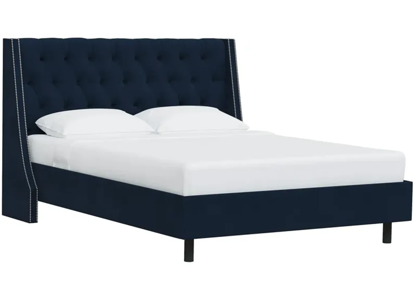 Sheridan Wingback Platform Bed in Velvet Ink by Skyline