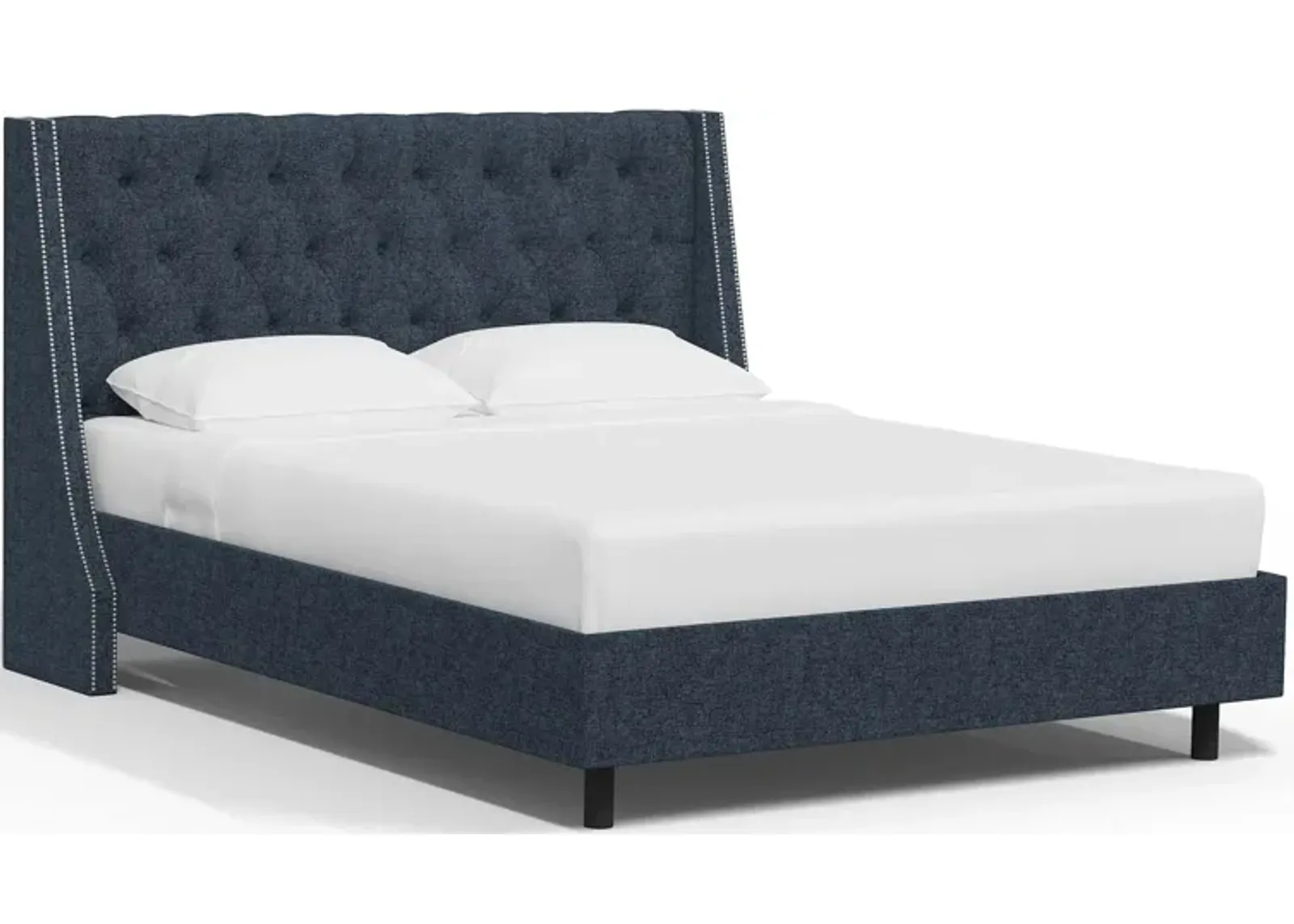 Sheridan Wingback Platform Bed in Zuma Navy by Skyline