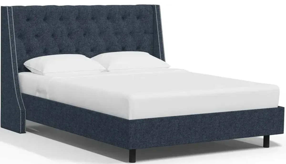 Sheridan Wingback Platform Bed in Zuma Navy by Skyline