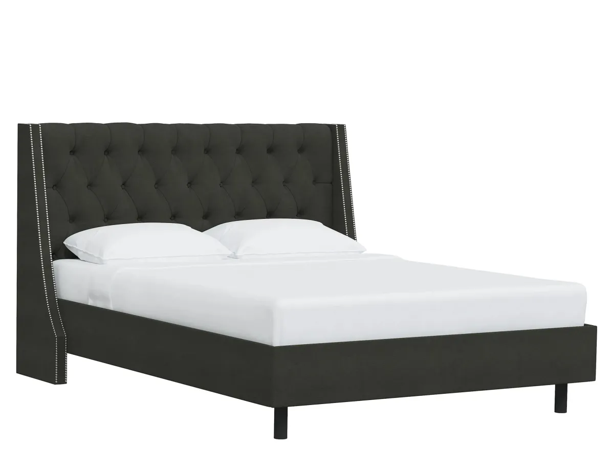 Sheridan Wingback Platform Bed in Linen Slate by Skyline