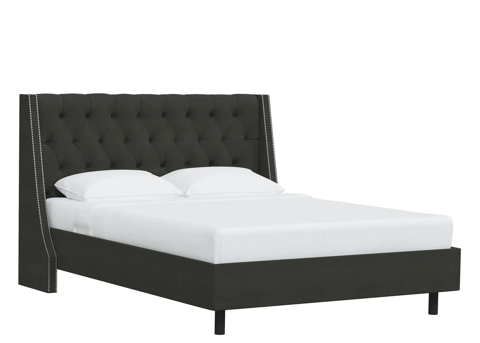 Sheridan Wingback Platform Bed in Linen Slate by Skyline