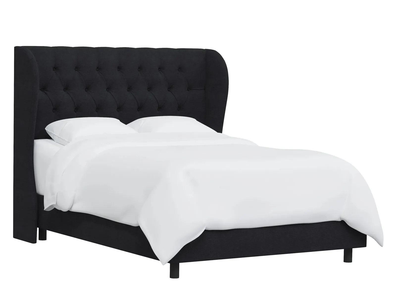 Thayer Wingback Bed in Linen Black by Skyline