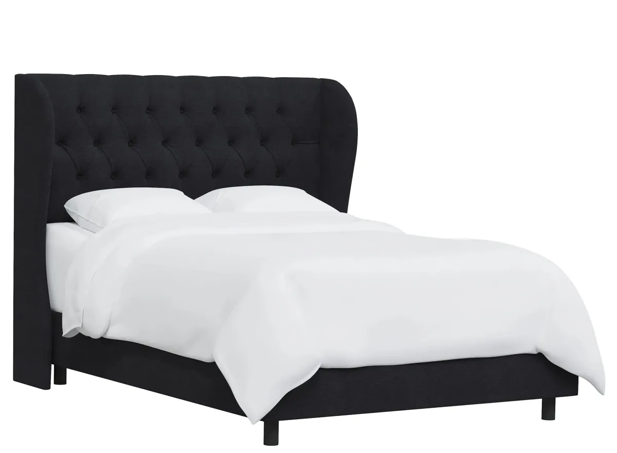 Thayer Wingback Bed in Linen Black by Skyline