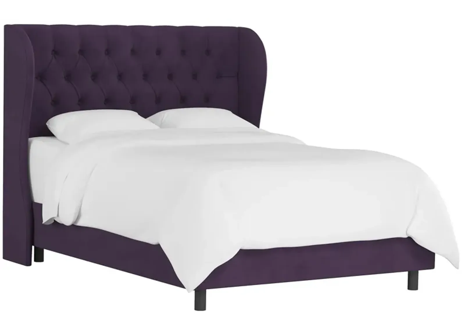 Thayer Wingback Bed in Velvet Aubergine by Skyline