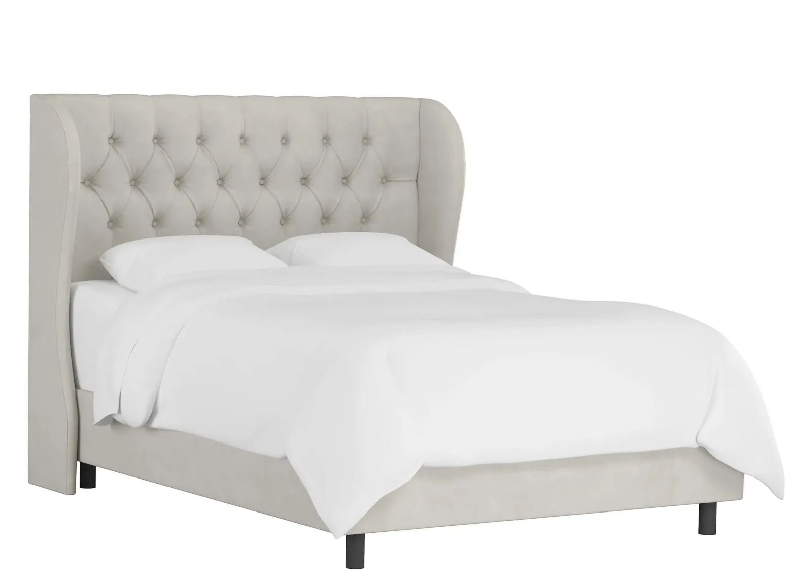 Thayer Wingback Bed in Velvet Light Gray by Skyline