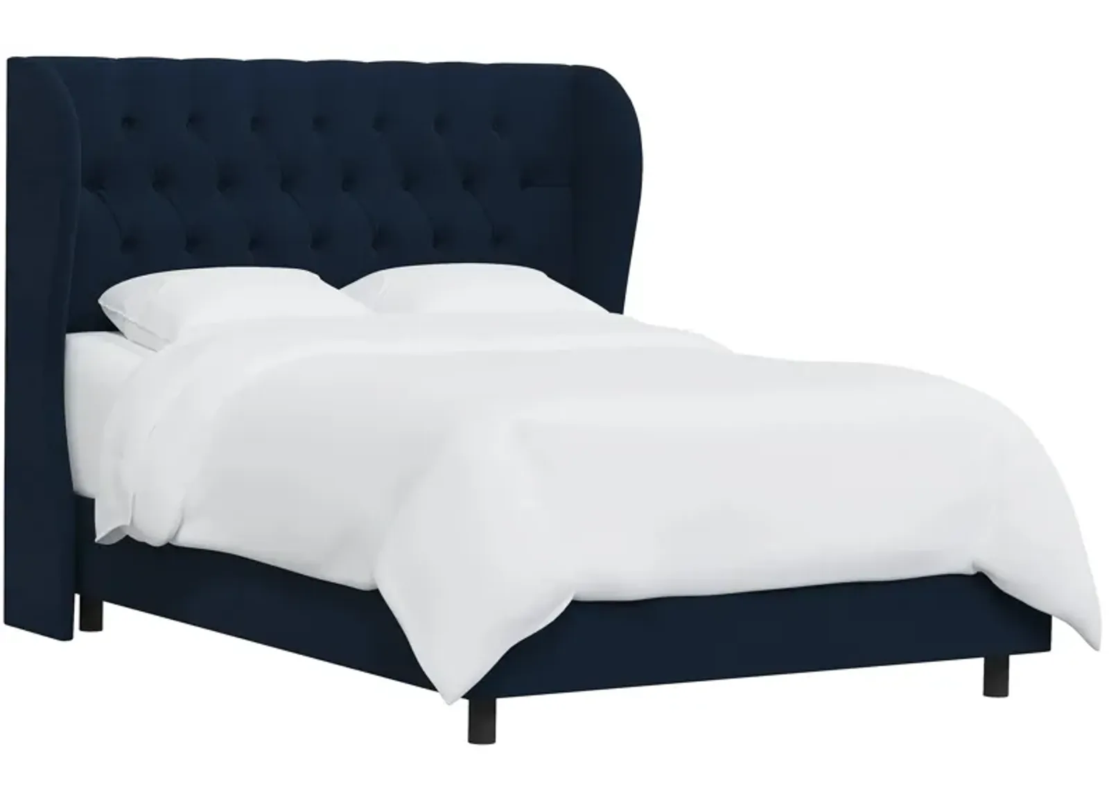 Thayer Wingback Bed in Velvet Navy by Skyline