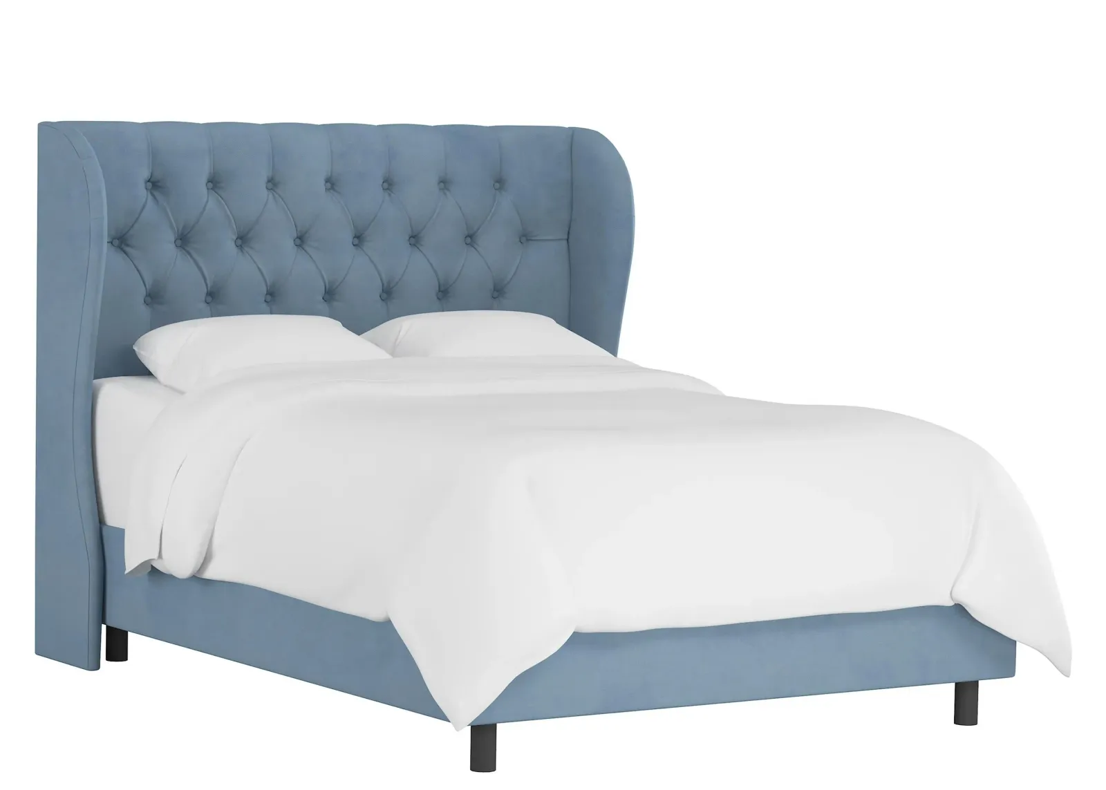 Thayer Wingback Bed in Velvet Ocean by Skyline