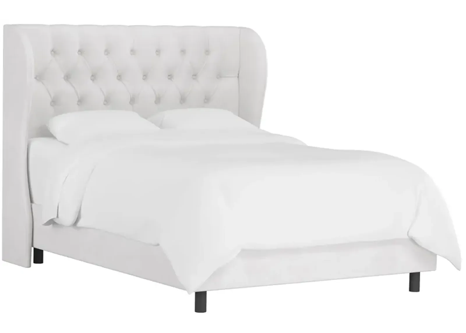 Thayer Wingback Bed in Velvet White by Skyline