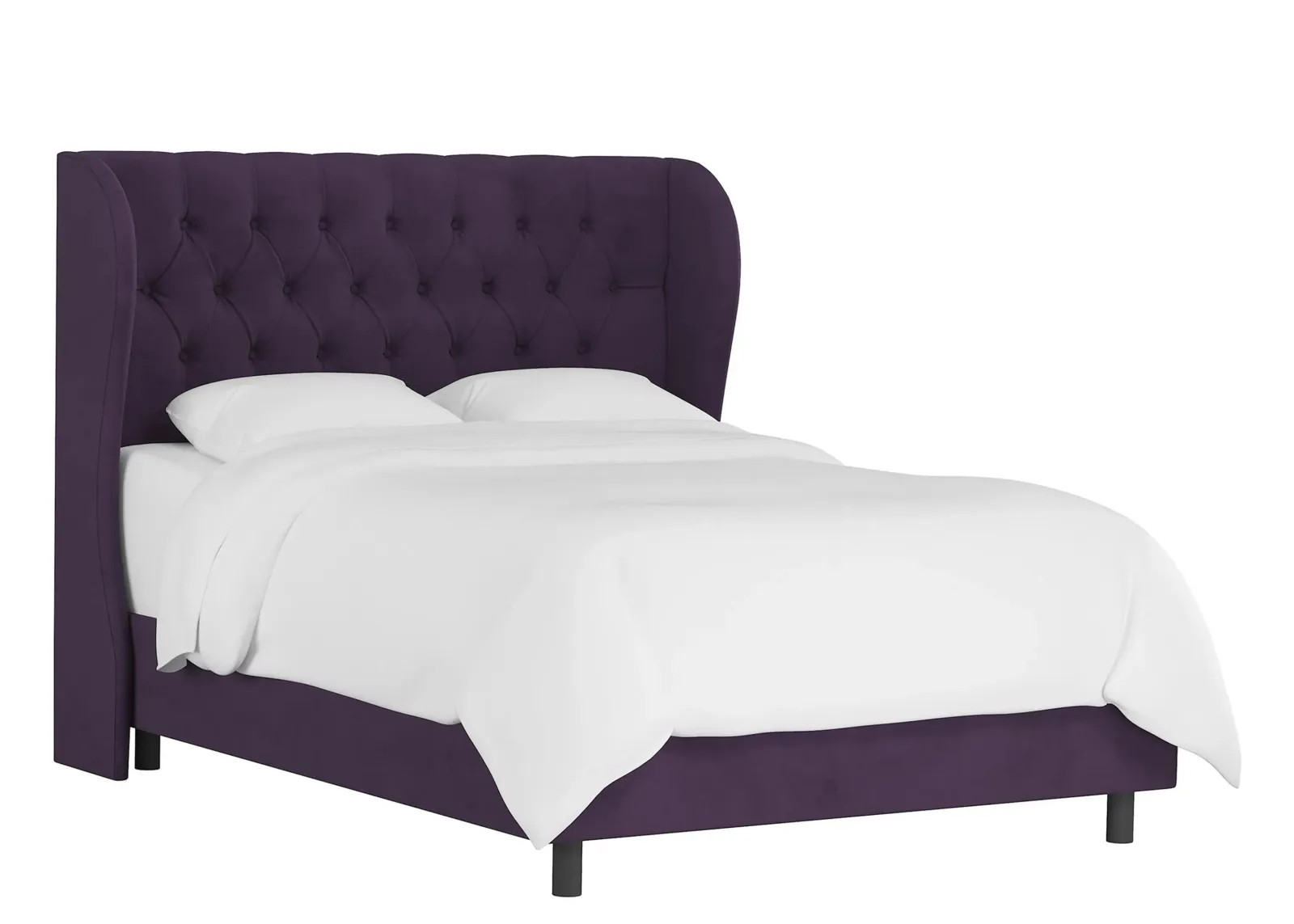 Thayer Wingback Bed in Velvet Aubergine by Skyline