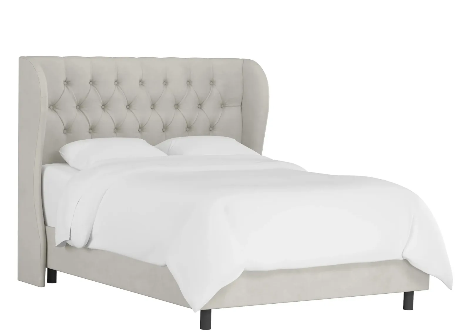 Thayer Wingback Bed in Velvet Light Gray by Skyline