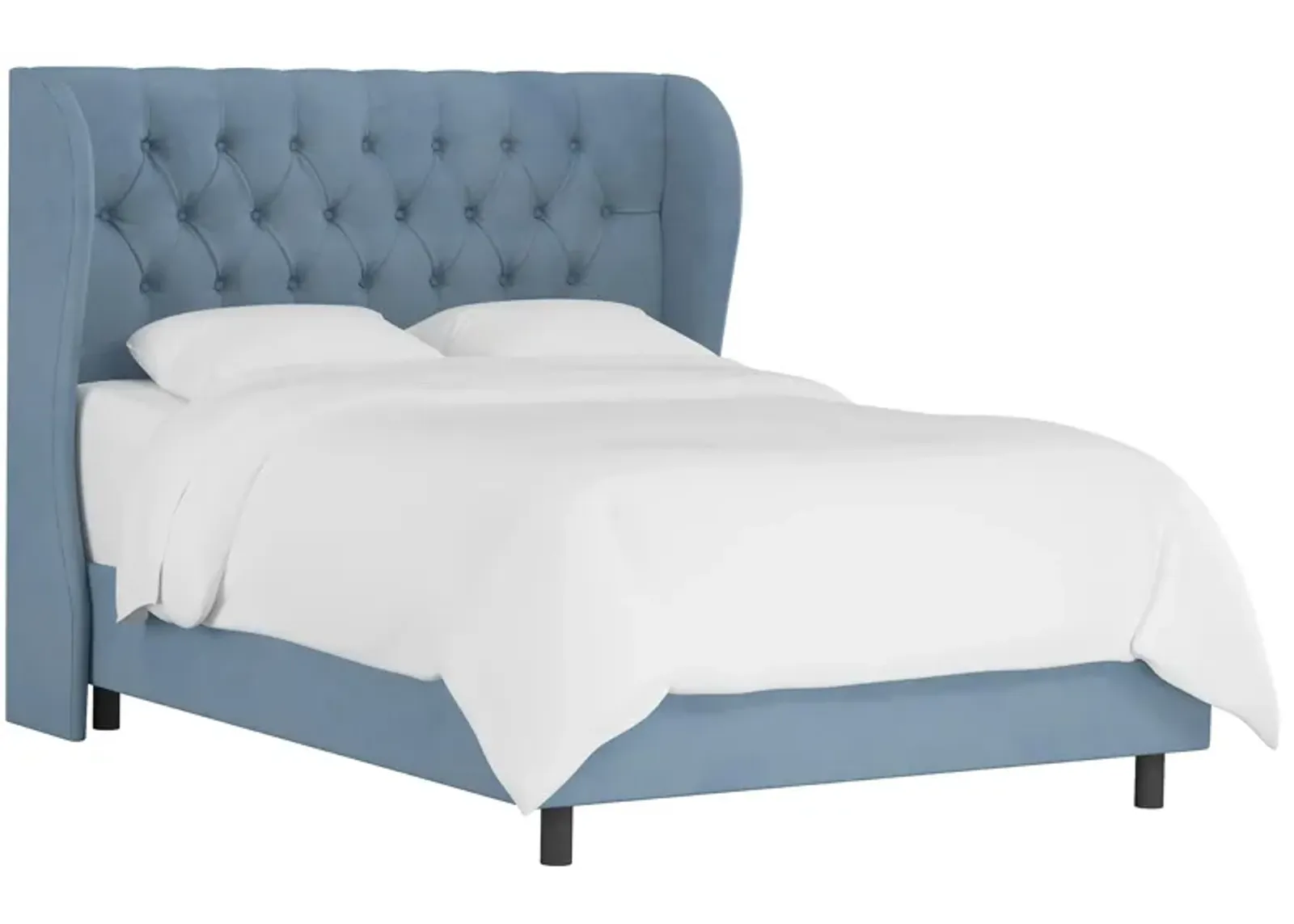 Thayer Wingback Bed in Velvet Ocean by Skyline