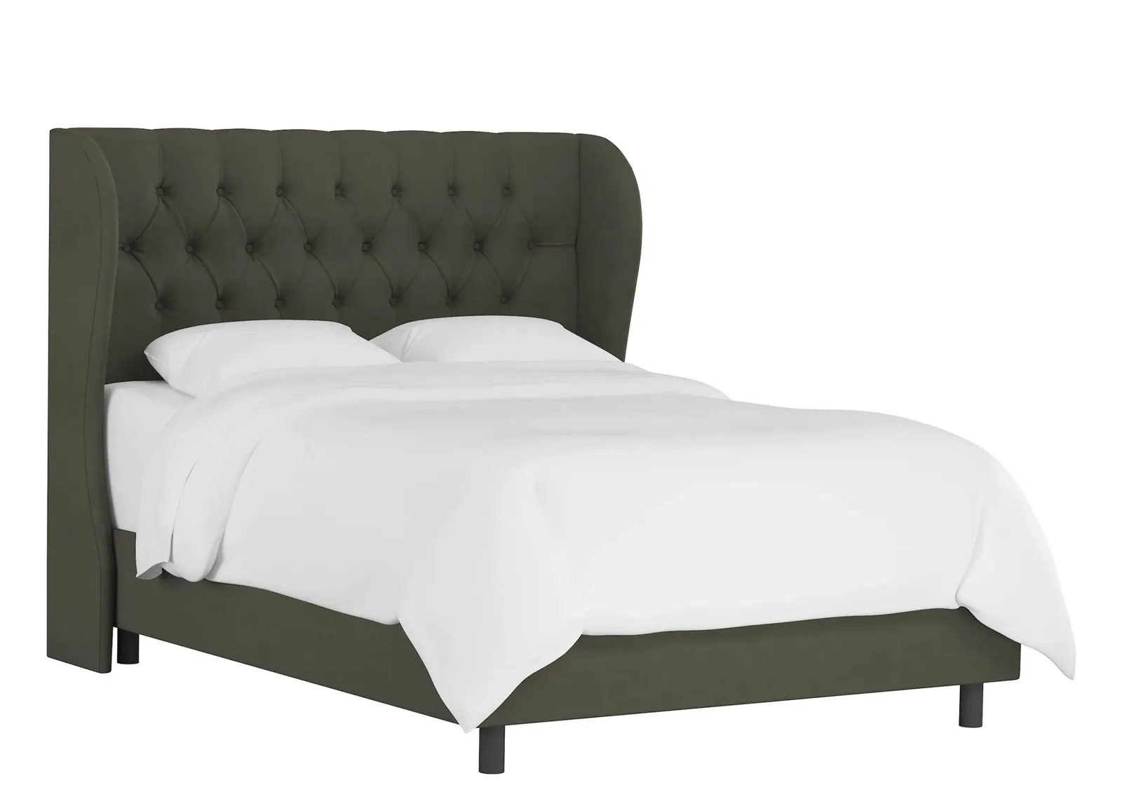 Thayer Wingback Bed in Velvet Pewter by Skyline