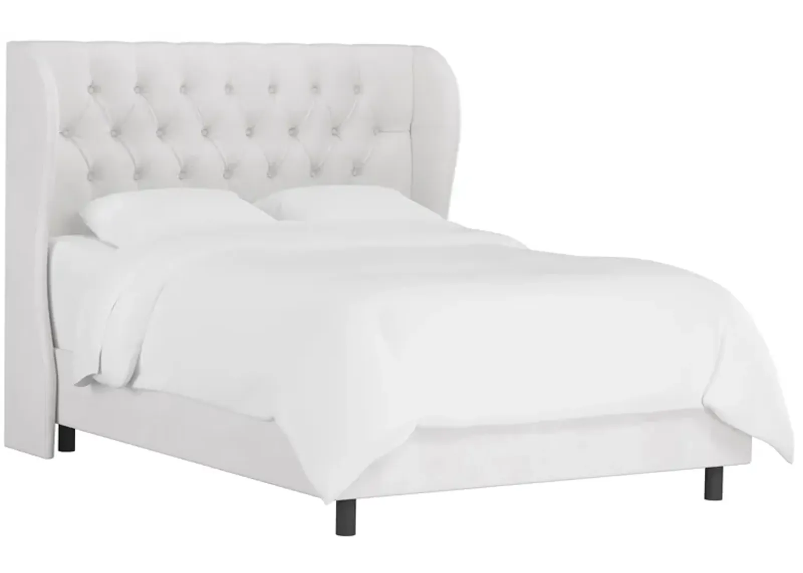 Thayer Wingback Bed in Velvet White by Skyline