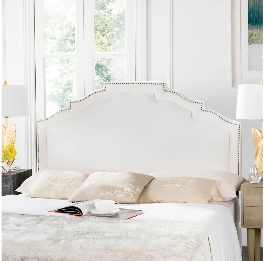 Alexia Upholstered Headboard in White by Safavieh