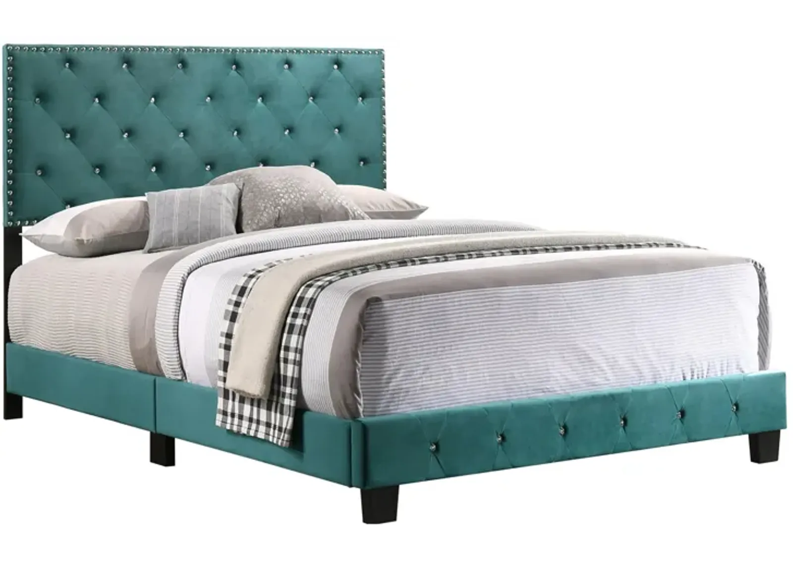 Suffolk Upholstered Panel Bed in Green by Glory Furniture