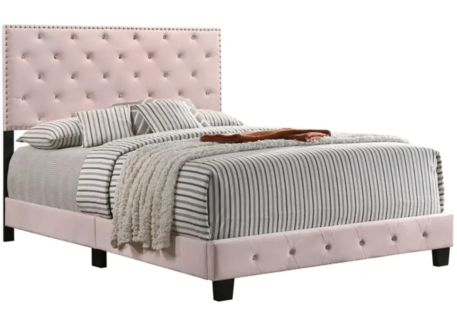 Suffolk Upholstered Panel Bed in Pink by Glory Furniture