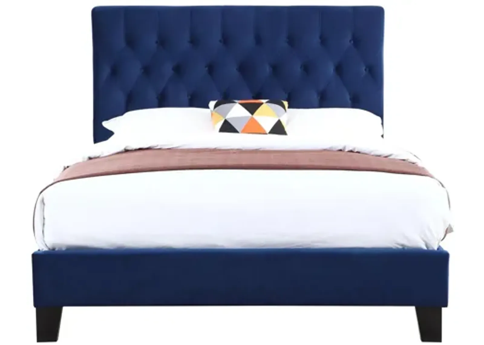 Contreras Upholstered Bed in Navy by Emerald Home Furnishings