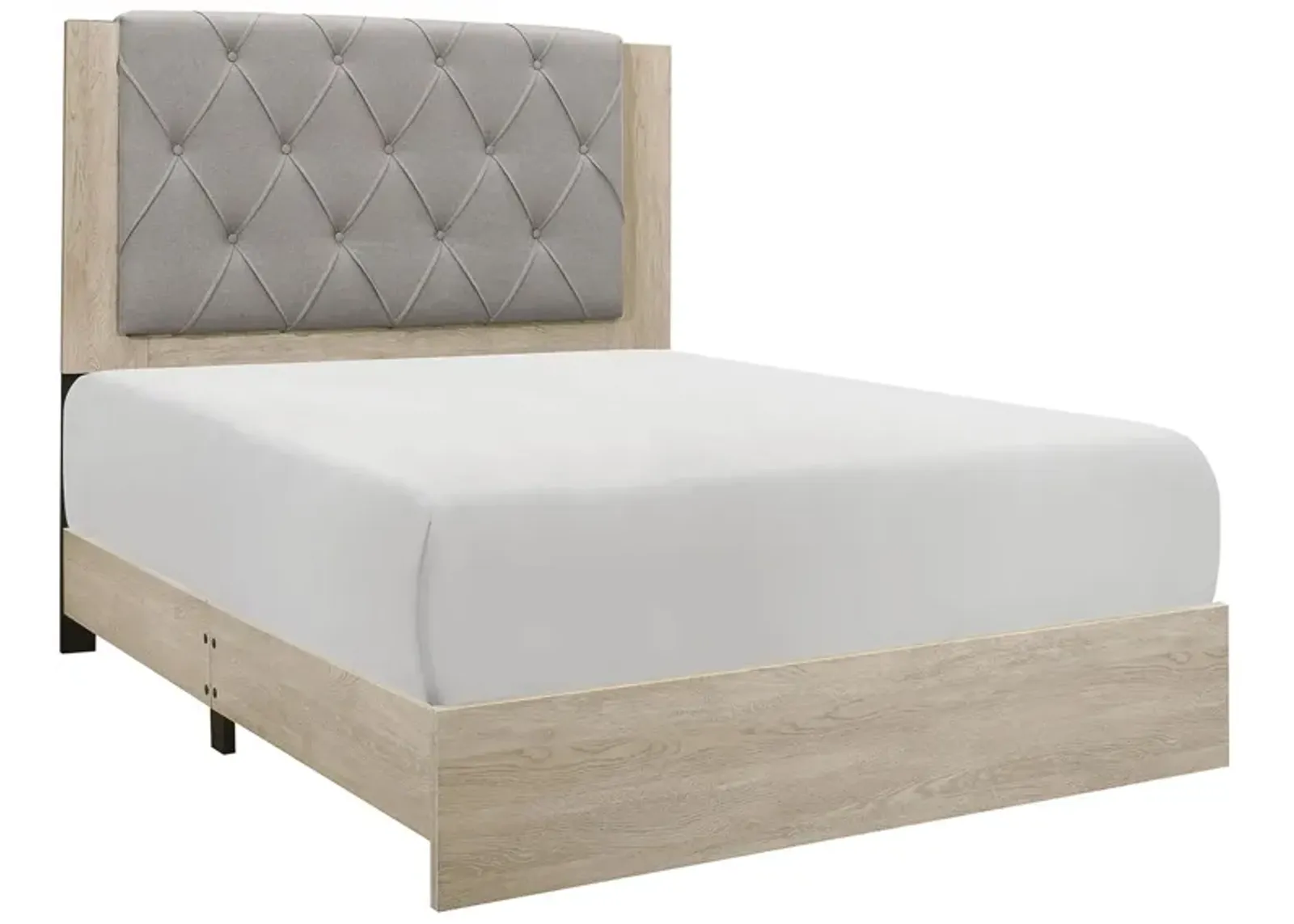 Karren Upholstered Panel Bed in Cream & Gray by Homelegance