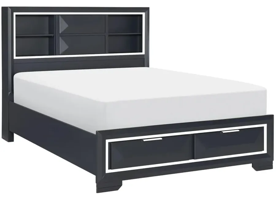 Jocelyn Platform Storage Bed in Midnight Blue by Homelegance