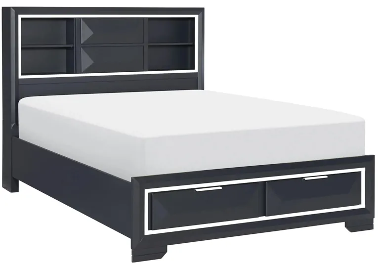 Jocelyn Platform Storage Bed in Midnight Blue by Homelegance