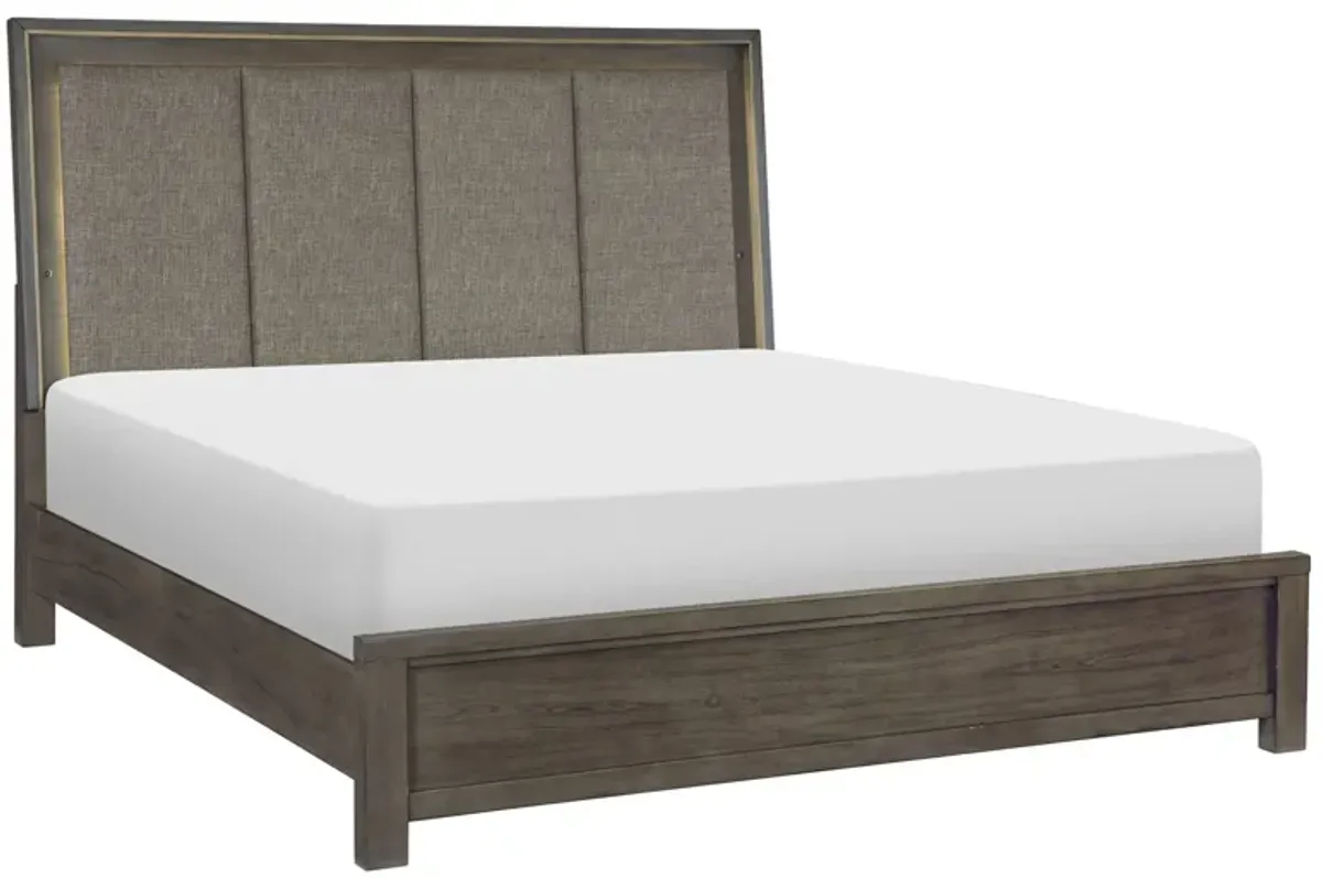 Danridge Upholstered Panel Bed in Brownish Gray by Homelegance