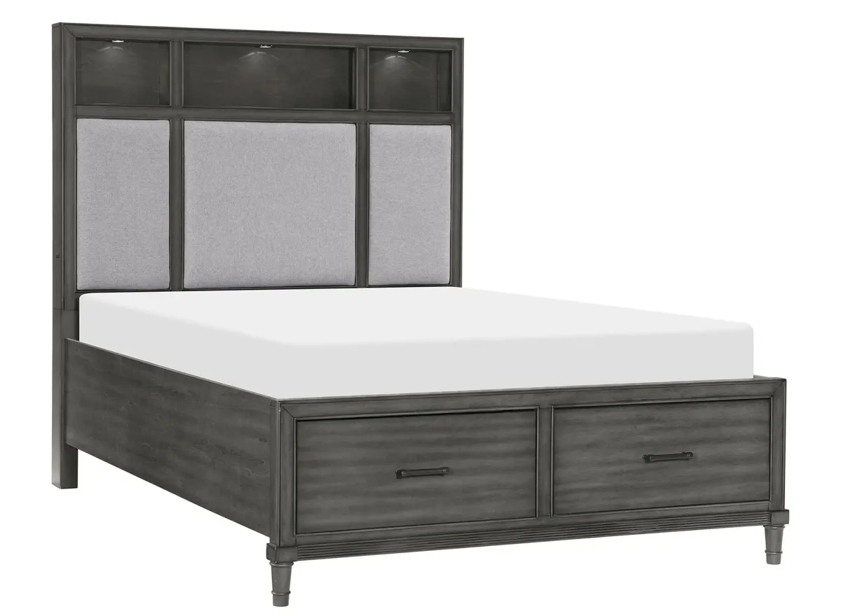 Lana Upholstered Platform Bed in Gray by Homelegance