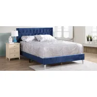 Bergen Upholstered Panel Bed in Navy Blue by Glory Furniture
