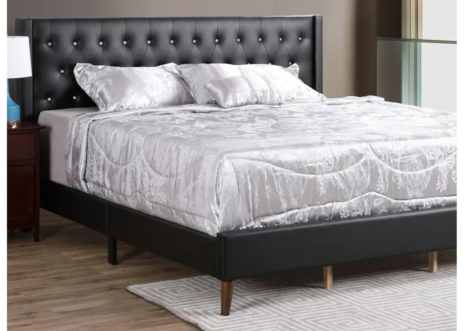 Bergen Upholstered Panel Bed in Black by Glory Furniture