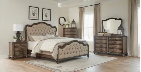 Moorewood Park Upholstered Bed in Oak by Homelegance