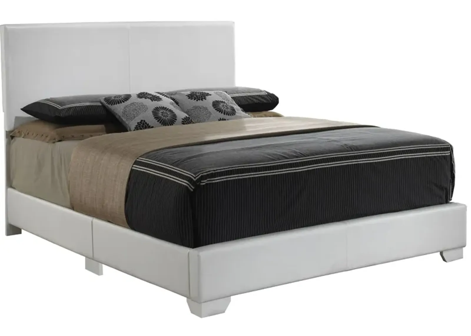 Aaron Upholstered Panel Bed in White by Glory Furniture