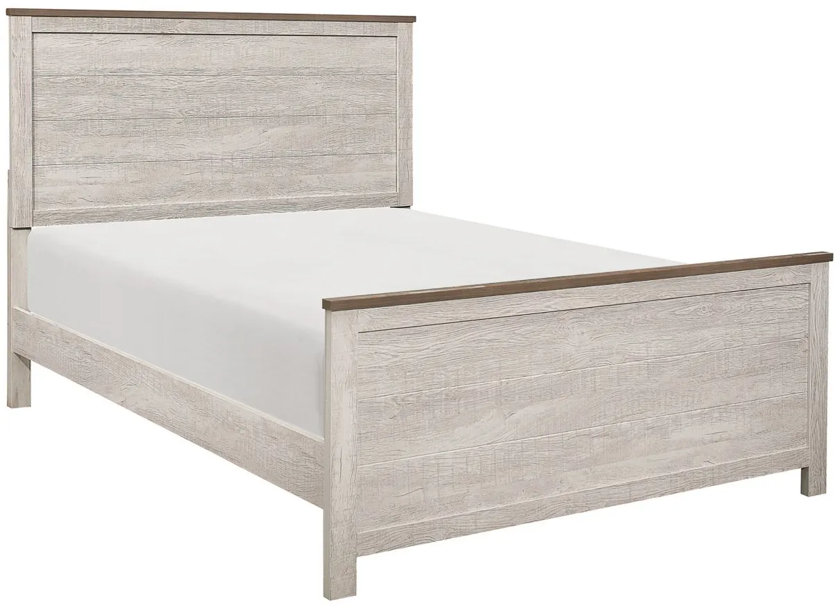 McKewen Panel Bed in 2 Tone Finish (Antique White And Brown) by Homelegance